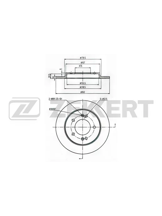 zekkert Диск тормозной задний 2 шт для Хендай Крета BS-6279, 2 шт, фото 2