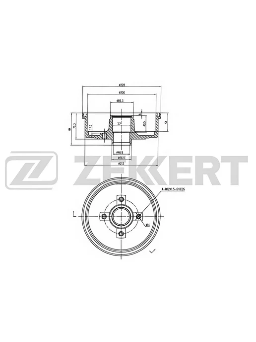 zekkert Барабан тормозной задний, для Опель Корса C 2000-2009, Тигра, вариант, фото 2