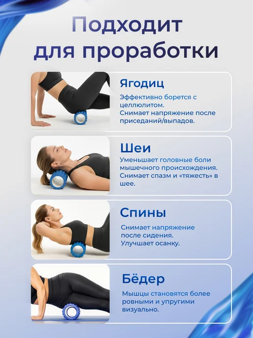 Skidi МФР ролик массажный для фитнеса и йоги 45х13см, 45x13 см, фото 3