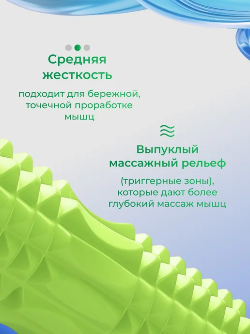 Skidi МФР ролик массажный для фитнеса и йоги 45х13см, зеленый, фото 6