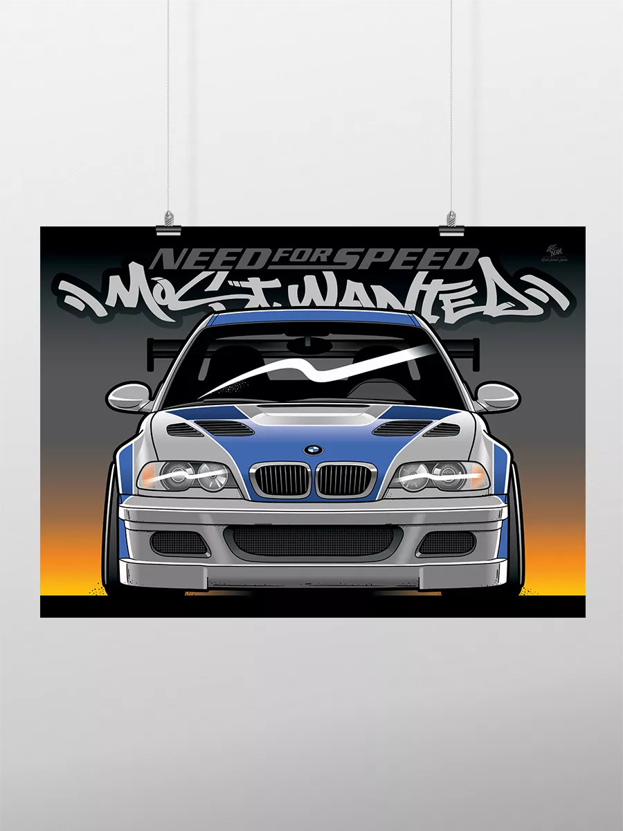 Art Beam Store Постер 50x70 см, BMW, E46 M3 GTR, Most Wanted