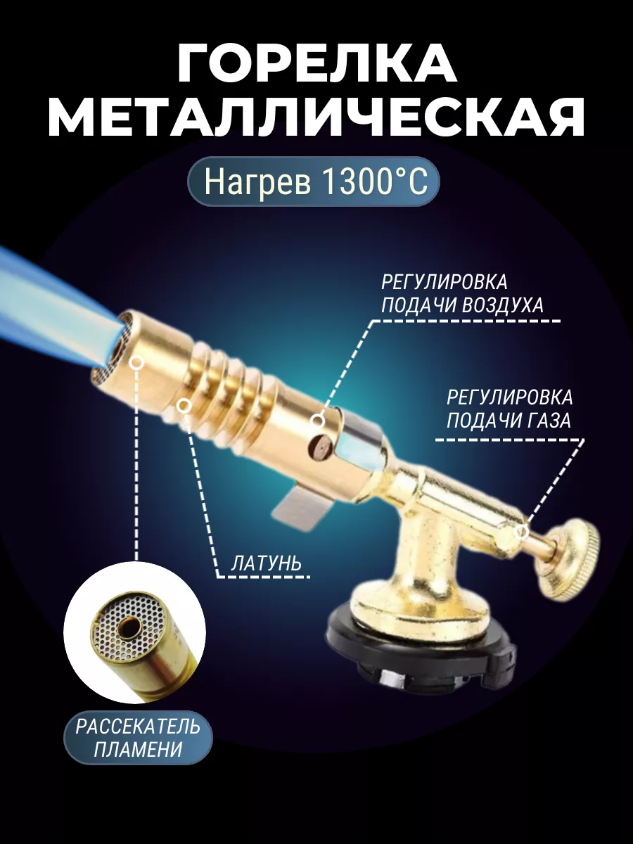 Газовая горелка для газового баллона латунь 196833004 купить за 376 ₽ в  интернет-магазине Wildberries