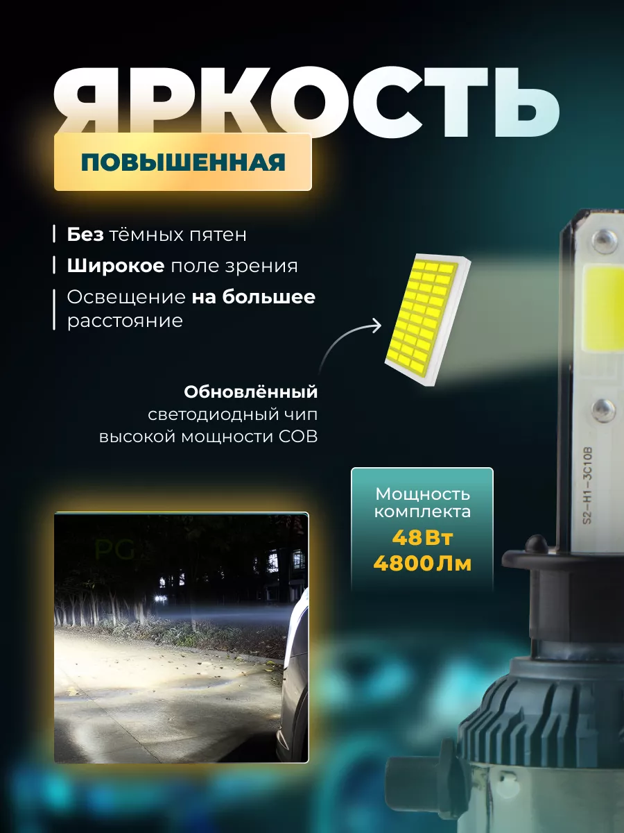 Лед лампы h11 автомобильные светодиодные 2 шт PREMIER GARAGE 196833987  купить за 1 037 ? в интернет-магазине Wildberries