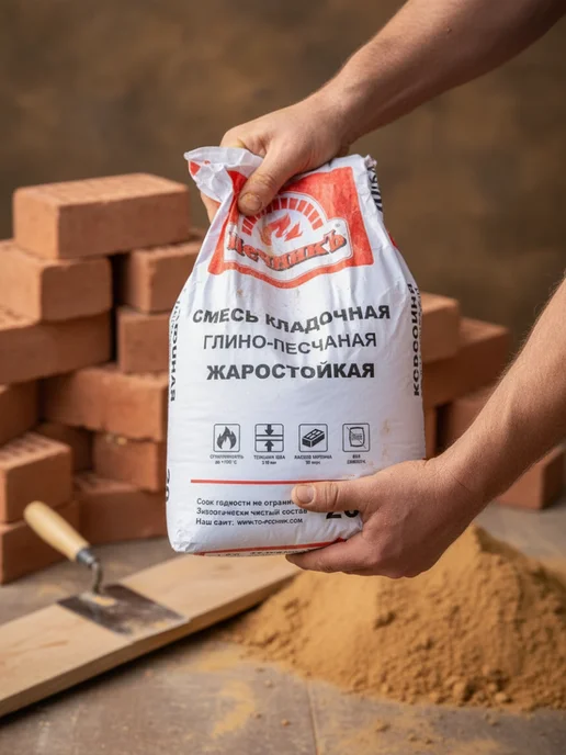 Печникъ Цветная кладочная жаростойкая смесь "Печникъ" серая 20 кг, 20 кг, фото 2