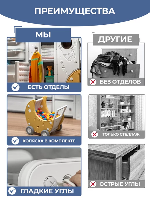 LESTI Стеллаж для игрушек детский с коляской, белый, фото 5