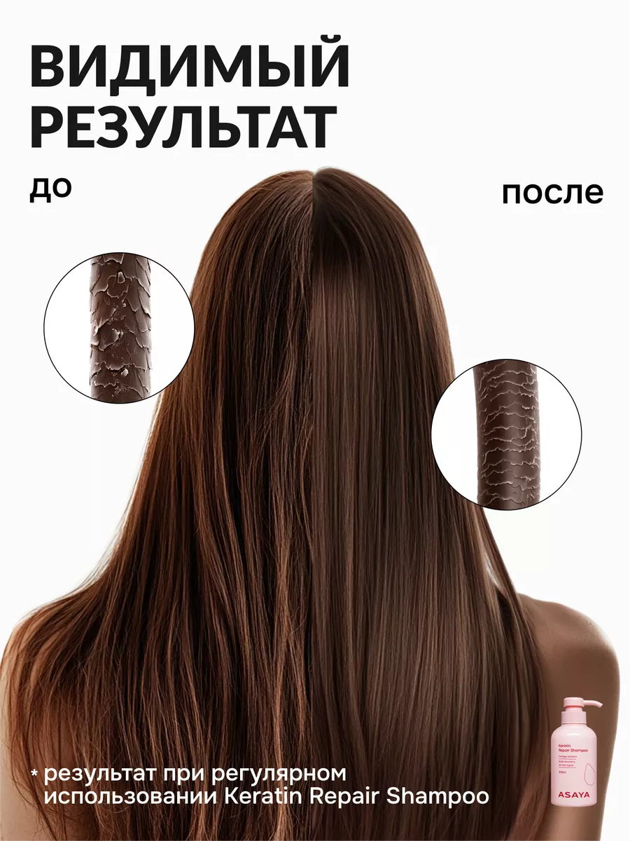 Шампунь для волос профессиональный с кератином ASAYA Beauty 196882434  купить за 482 ₽ в интернет-магазине Wildberries