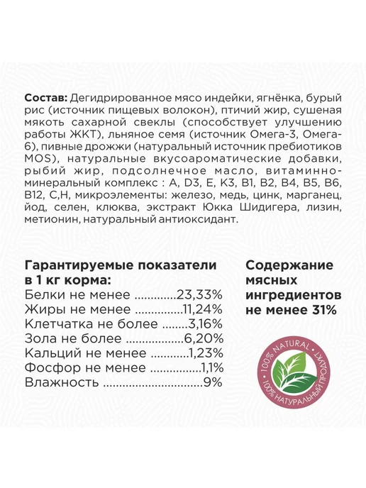 Сухой корм CLAN для собак, индейка, ягненок, 1,25 кг, фото 2