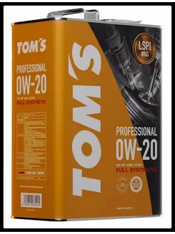 Масло моторное Томс PROFESSIONAL 0W20 синтетическое 4л Tom