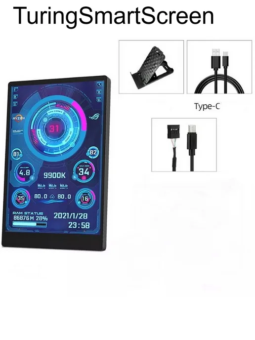 TURZX Монитор пк 3.5 IPS CPU Ram HDD температуры, вариант, фото 2