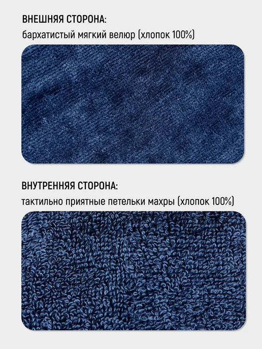 TI Company Халат мужской махровый велюр 100% хлопок, синий, фото 8