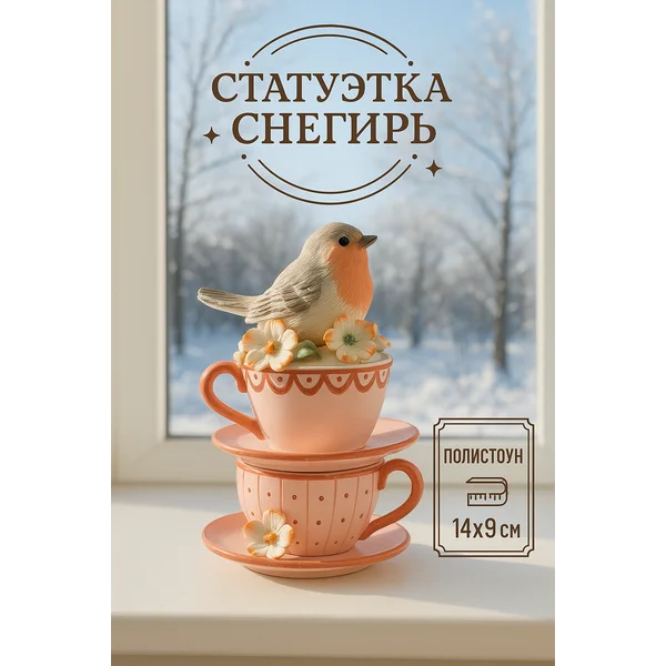 Статуэтка Снегирь с цветами