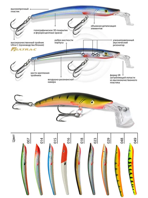 Aqua Воблер рыболовный плавающий Twist SR 100mm 7g цвет 007, 7 г, 2 шт, фото 2