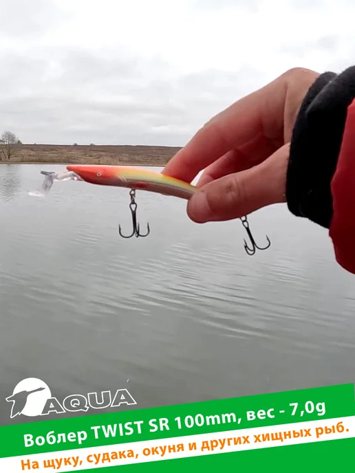 Aqua Воблер рыболовный плавающий Twist SR 100mm 7g цвет 007, 7 г, 2 шт, фото 6