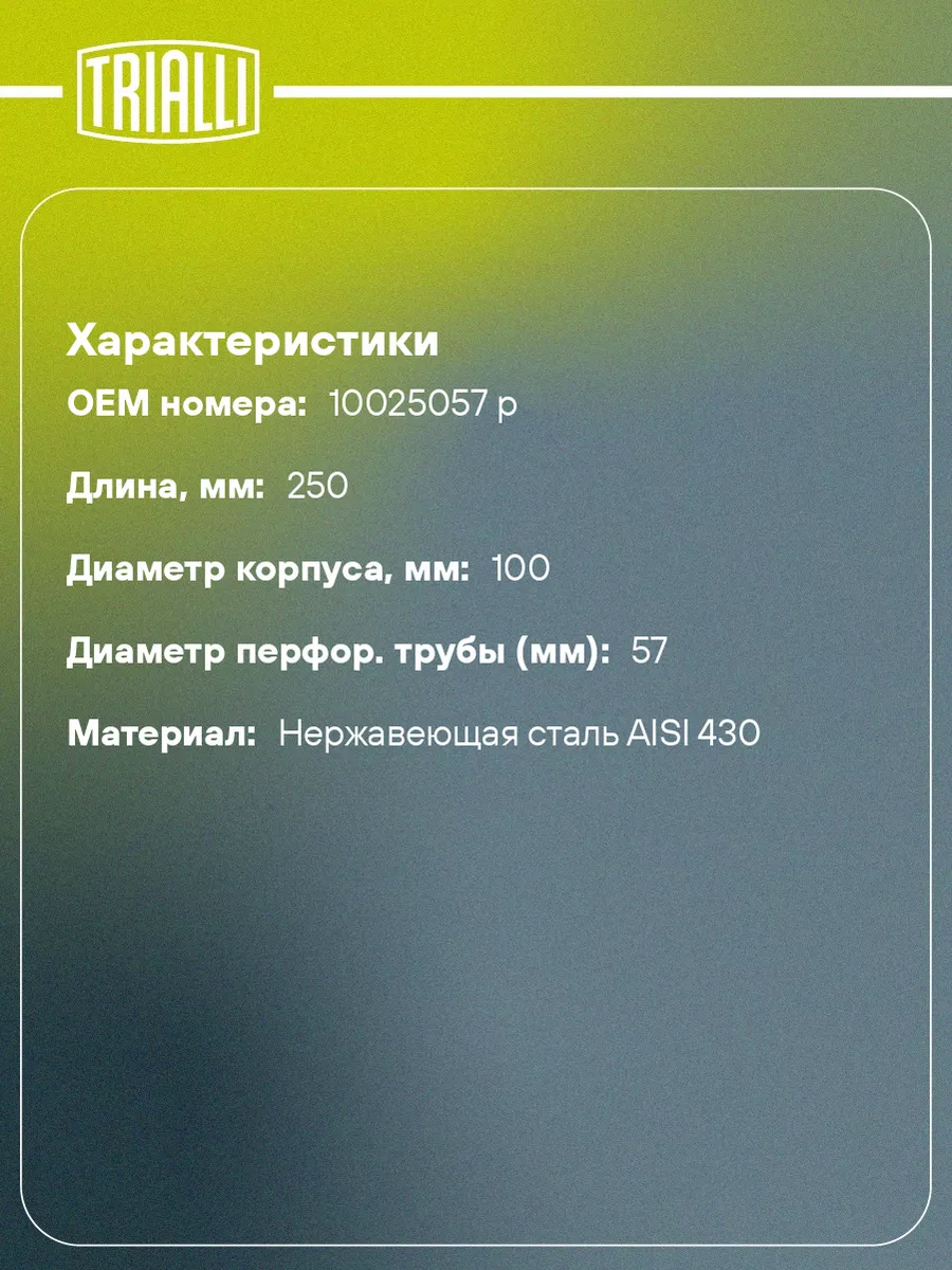 Пламегаситель универсальный 100/250-57 ESM 10025057 p TRIALLI 197106993  купить за 2 396 ₽ в интернет-магазине Wildberries