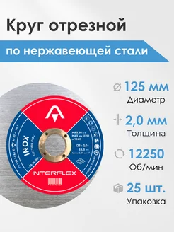 Круг отрезной по нержавеющей стали 125*2,0*22,23(25шт. уп.) INTERFLEX 197140914 купить за 1 031 ₽ в интернет-магазине Wildberries