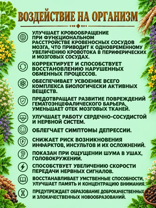 "Серия Здравница Природы" Бальзам для мозга, памяти и внимания питьевой на травах, вариант, фото 2