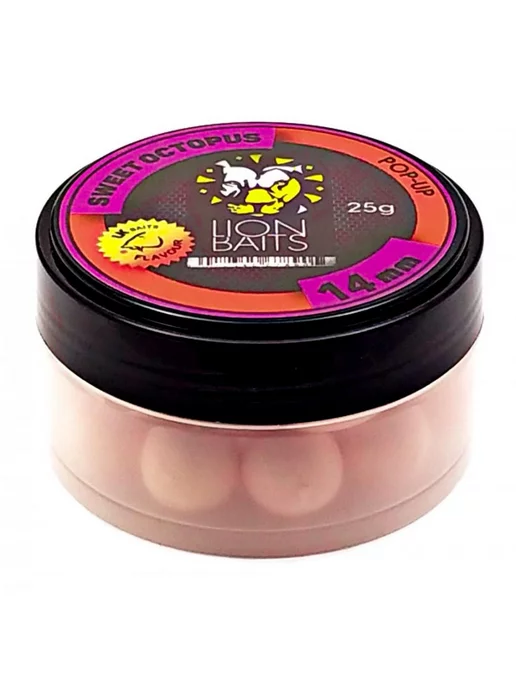 Lion Baits Насадка.Бойлы плавающие Pop-Up Земляника-осьминог 14мм 25гр, 25 г, фото 2