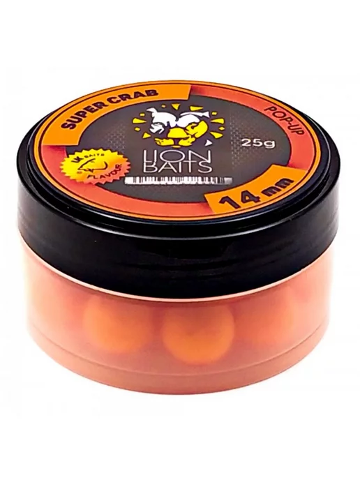 Lion Baits Насадка.Бойлы плавающие Pop-Up Супер краб 14мм 25гр, 25 г, фото 2