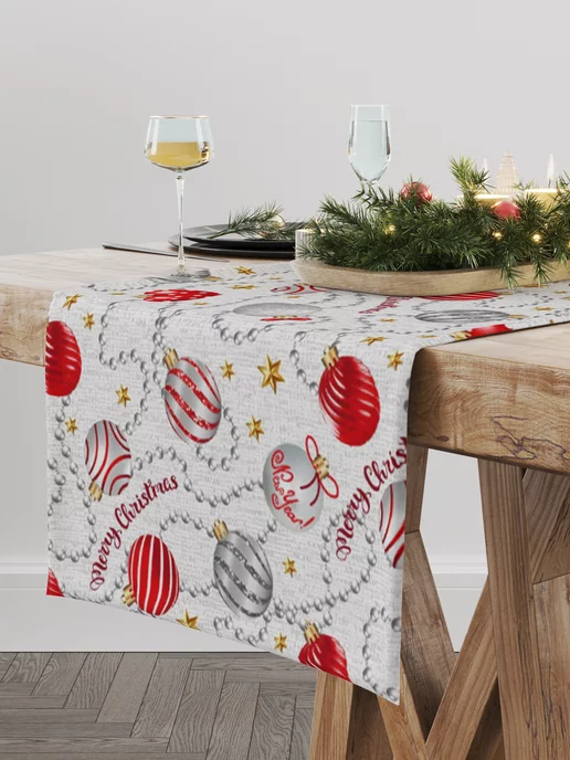 SUPER TEXTILE Дорожка - скатерть новогодняя на стол 45х150, 45x150, фото 2