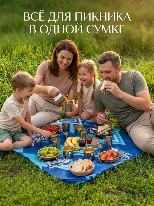 Helios Набор для пикника подарочный на 4 персоны, зеленый, фото 5