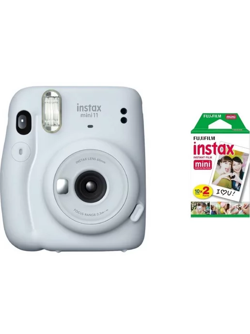 Fujifilm Instax Mini фотопленка 20шт + Фотоаппарат Mini 11 Белый