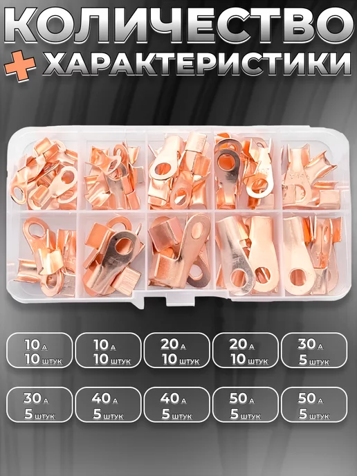 HappyStore Кольцевые наконечники для проводов 70шт, 70 шт, фото 2