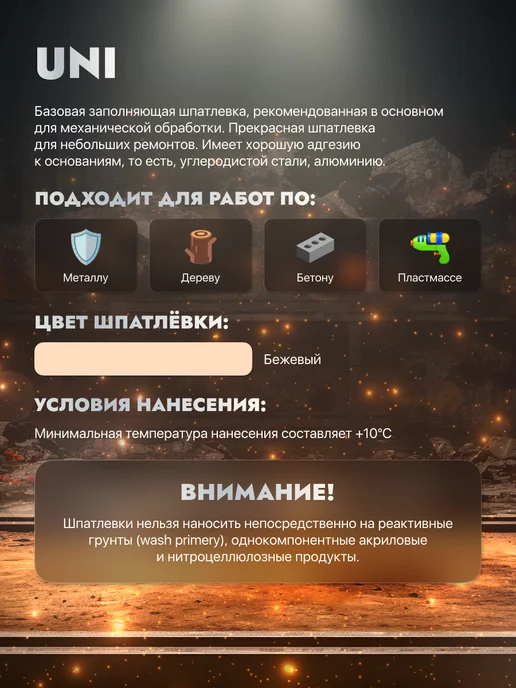NOVOL Шпаклевка автомобильная универсальная UNI 0,25 кг, 0,25 кг, фото 2