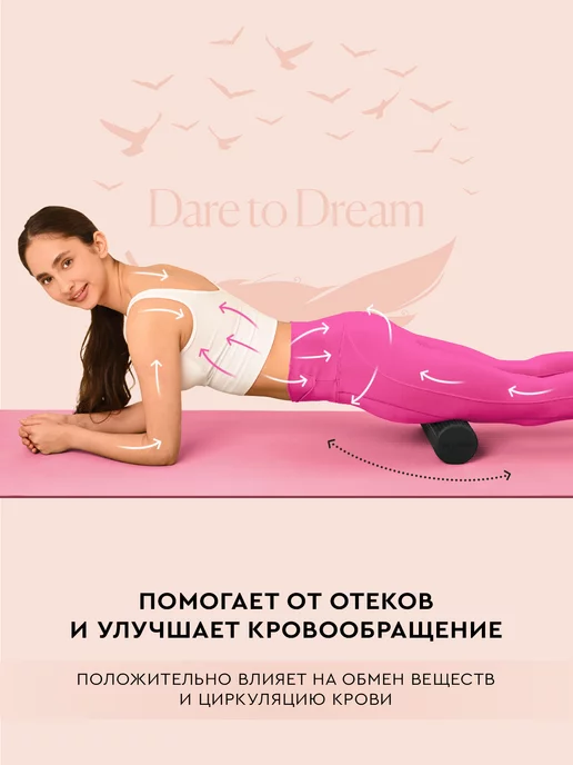 Dare To Dream МФР ролик для спины и шеи 30 см, черный, фото 2