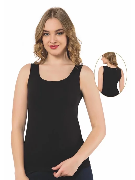 MAILISA BOUTIQUE Майка женская бельевая, черный, фото 2