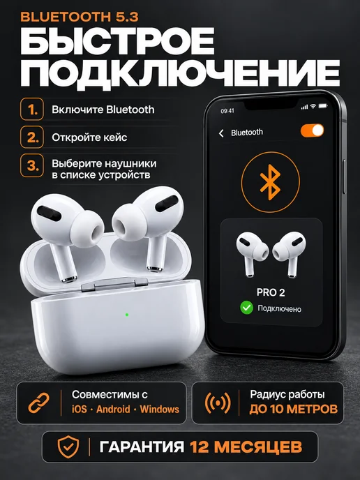 TehnoVolna Наушники беспроводные Pods Pro 2, белый, фото 2
