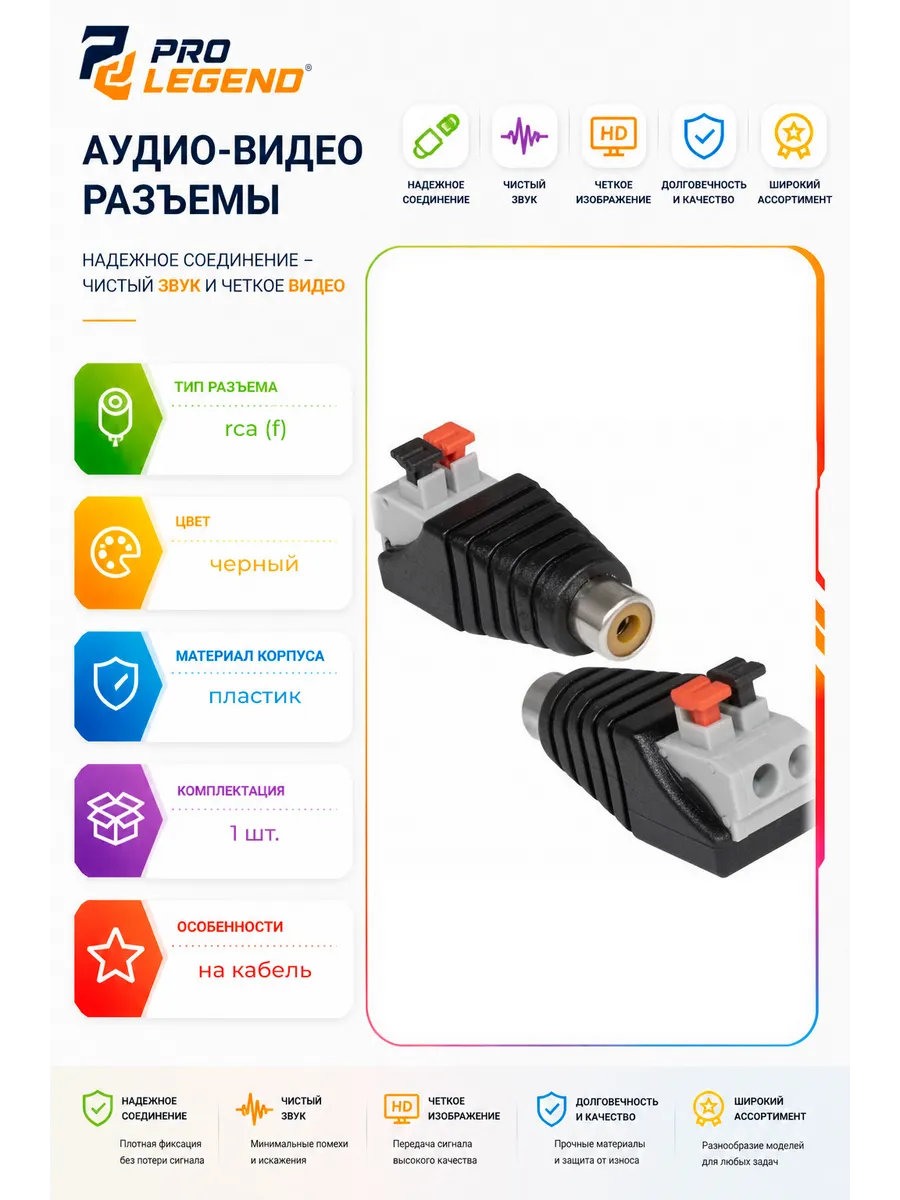 Разъем гнездо RCA (мама) с зажимным механизмом