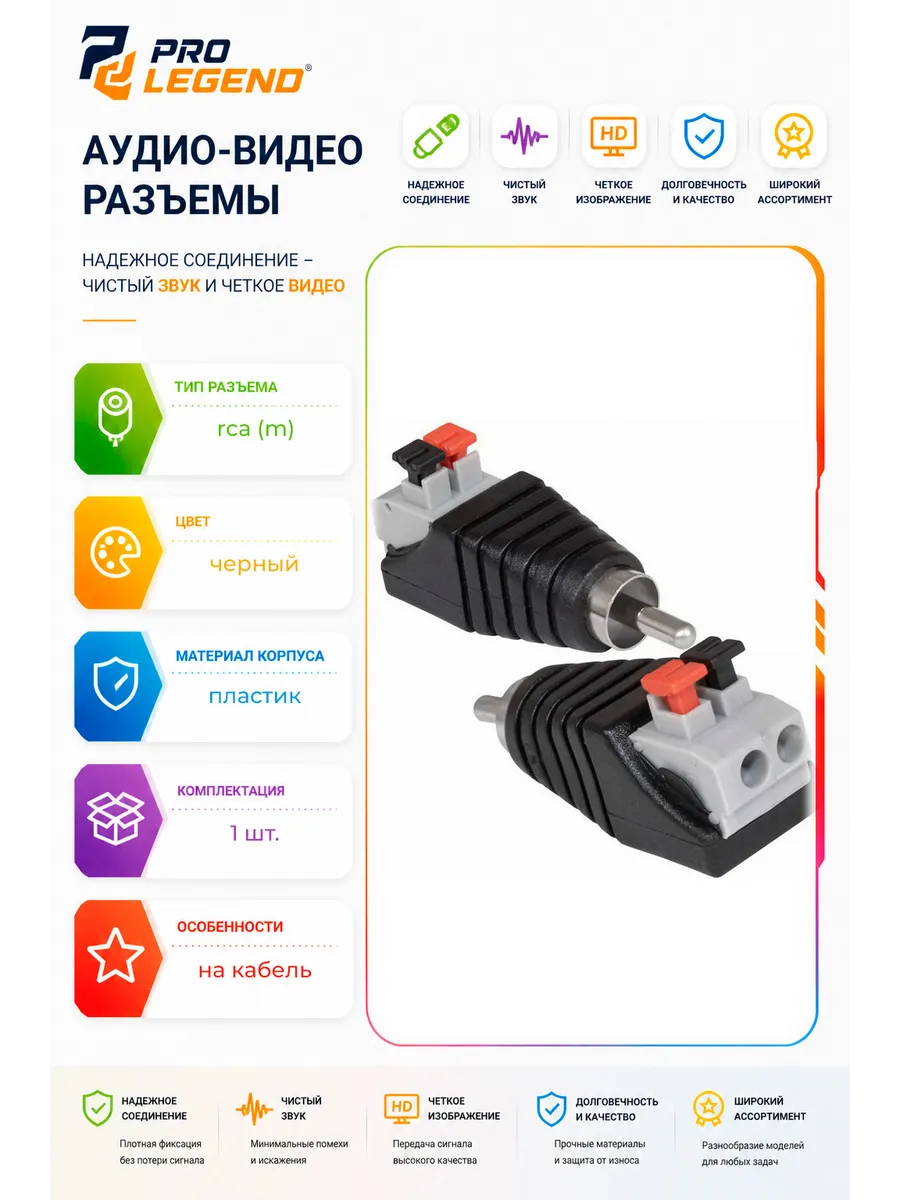 Разъем RCA (папа) с зажимным механизмом