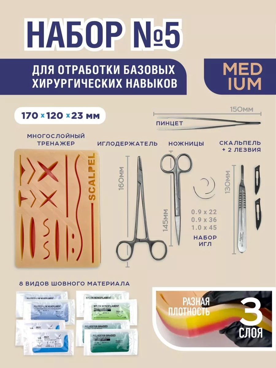 Хирургический набор MINI с тренажером и 18 инструментами Scalpel Med  197525899 купить за 2 941 ₽ в интернет-магазине Wildberries