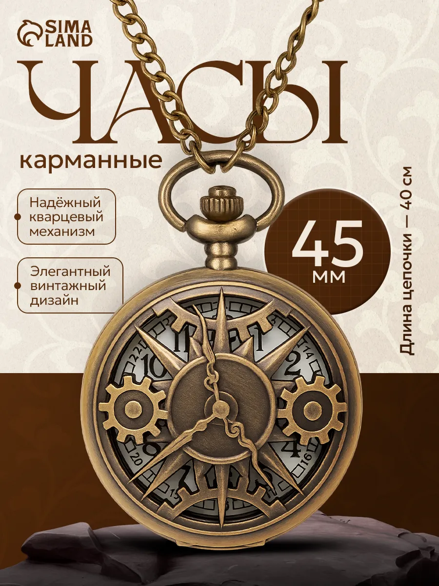 Часы карманные, кварцевые, цепочка 40см