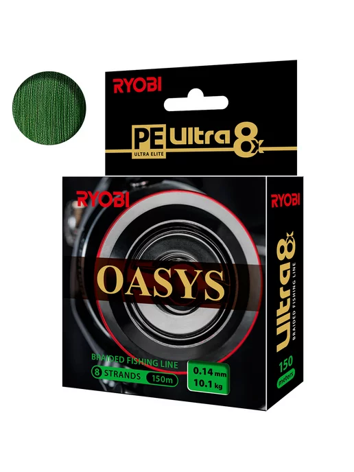Ryobi Плетеный шнур для рыбалки Oasys 0.14mm 150m, зеленый, фото 5