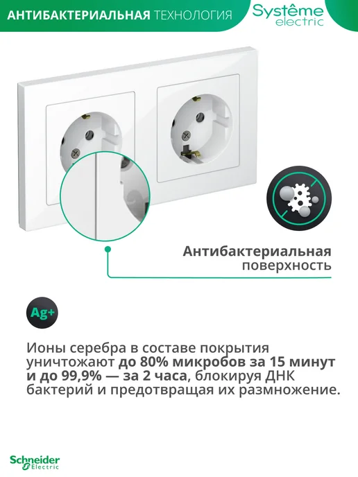 Systeme Electric Двойная розетка с заземлением Шнайдер Atlas Design, белый, фото 4