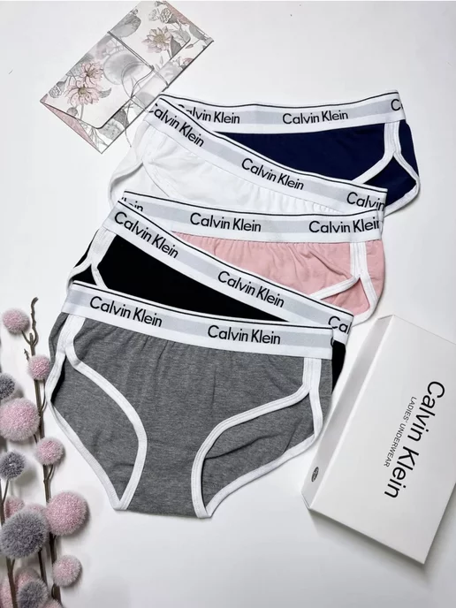 Ira beautiful Трусы женские набор Calvin Klien в подарочной коробочке, синий, фото 3