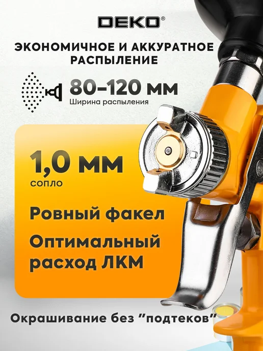 DEKO Краскопульт пневматический с верхним бачком 125мл, 125 мл, фото 2