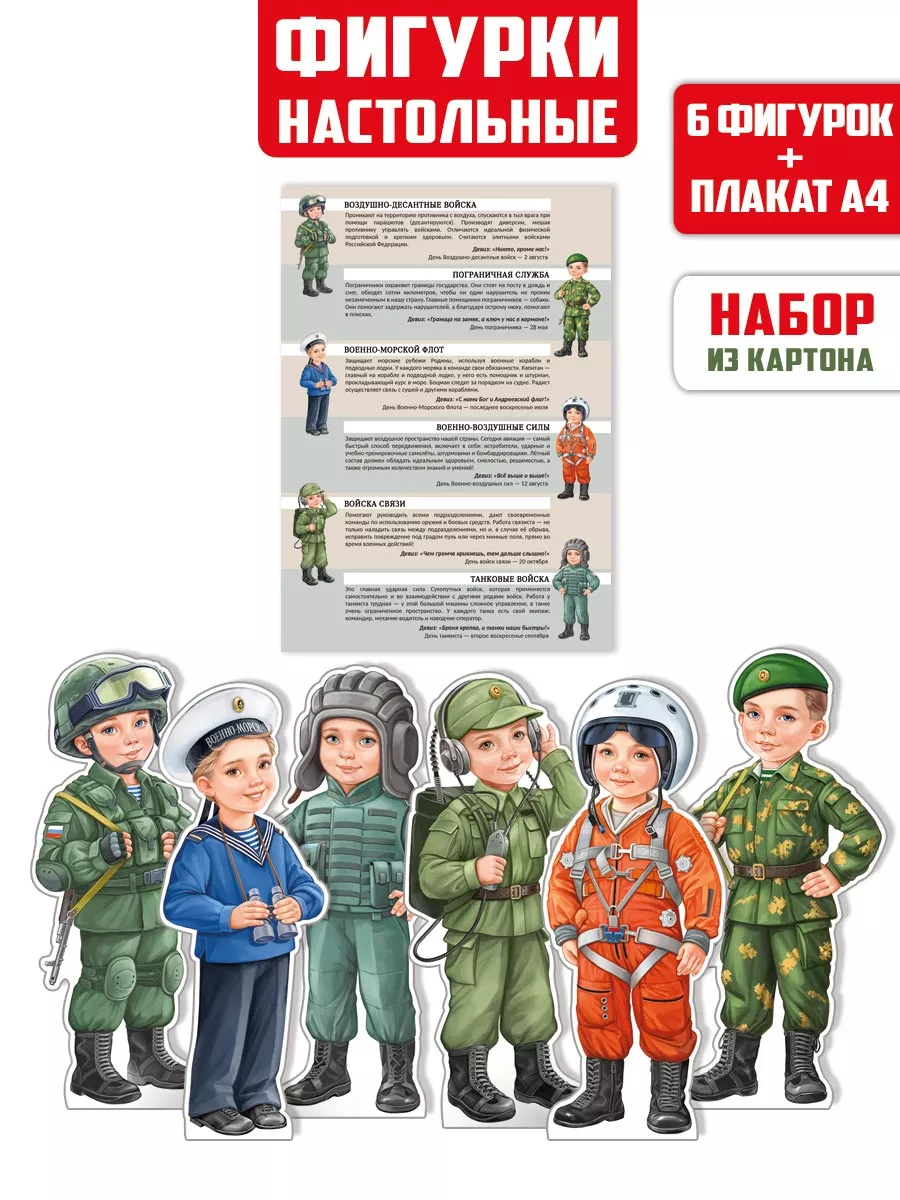 плакат военные профессии для детского сада школы 6 шт