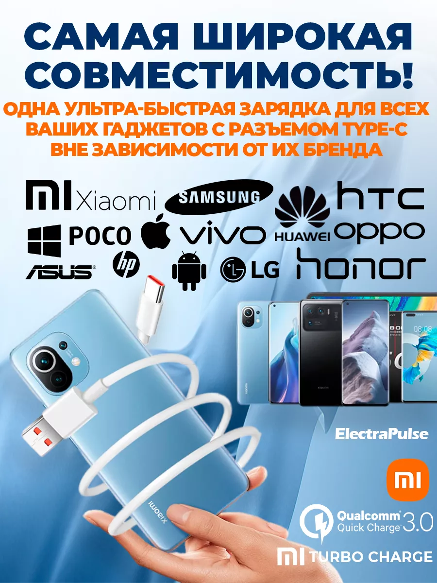 Быстрая зарядка type-c для телефона турбозарядка Xiaomi 67W Redmi 197707738  купить за 704 ₽ в интернет-магазине Wildberries