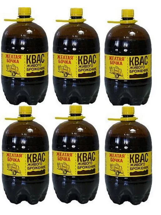 Желтая бочка Квас 6 шт. по 1,5 л, 6 шт, 1,5 л
