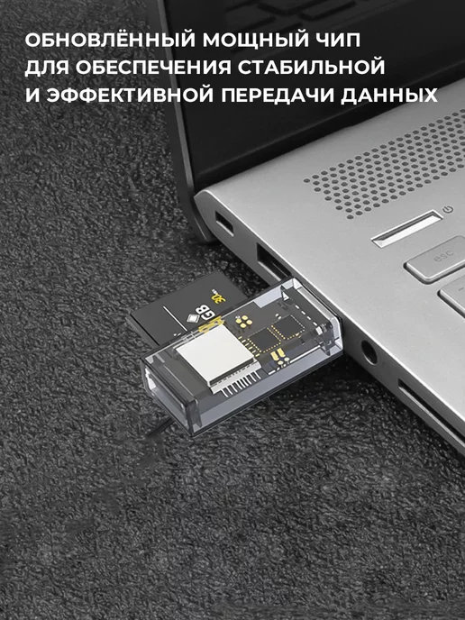 WALKER Картридер USB адаптер для карт MicroSD, вариант, фото 4