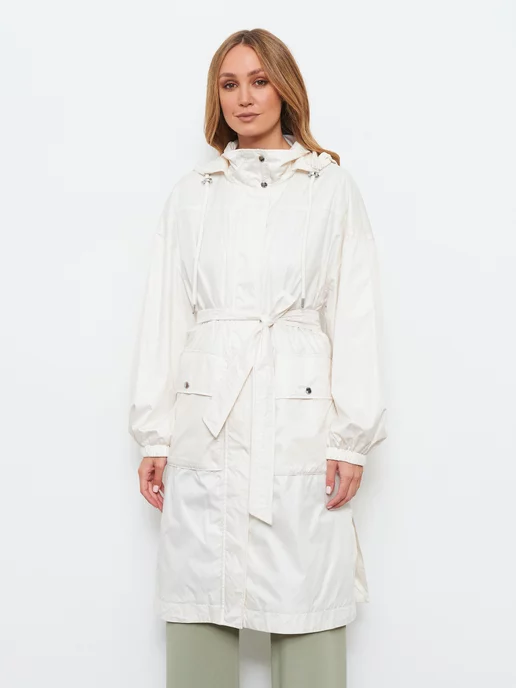 GERRY WEBER Плащ с капюшоном демисезонный, белый, фото 3