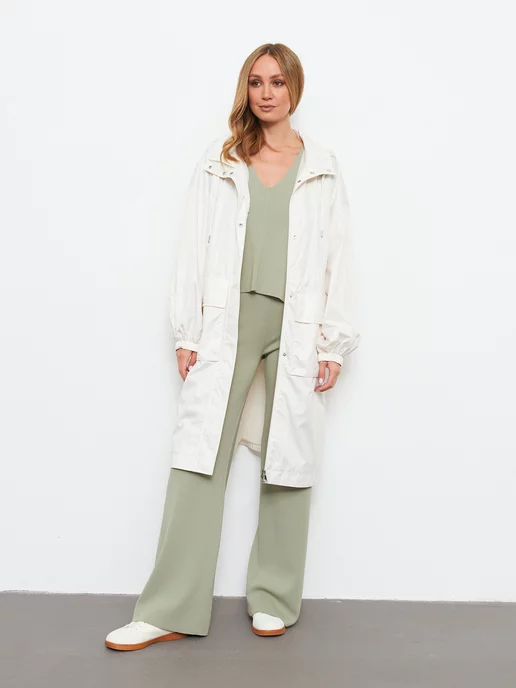 GERRY WEBER Плащ с капюшоном демисезонный, белый, фото 4