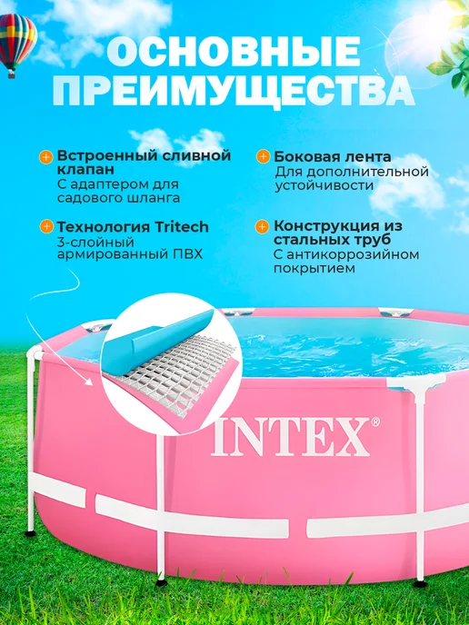 Intex Бассейн каркасный круглый 244х76 см, 2843л, 244x76 см, фото 2