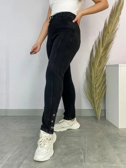 BE IN STYLE Джеггинсы джинсовые стрейч зауженные большие размеры, черный, фото 8
