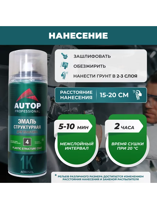 Краска автомобильная черная для пластика, баллон 520 мл, 520 мл, фото 3