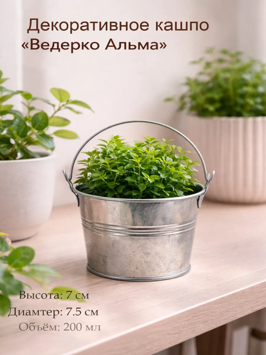 Кашпо для цветов «Ведёрко Альма» Металлическое