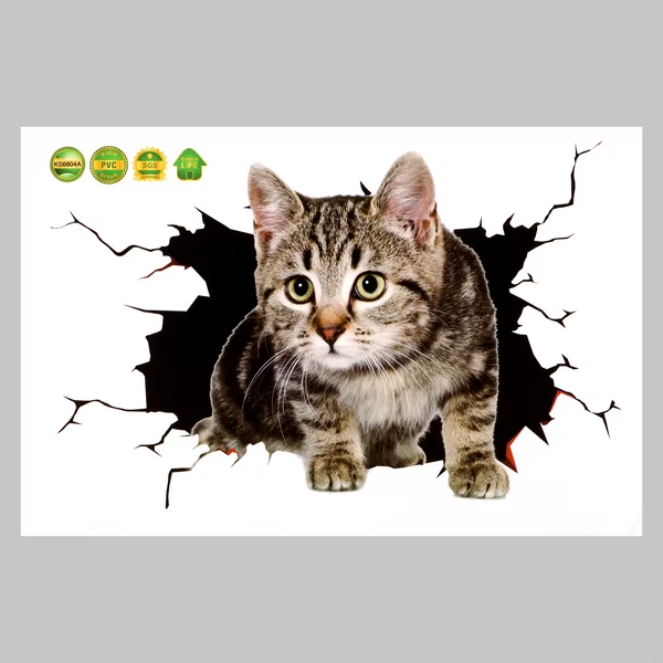 Интерьерная 3Д наклейка котик