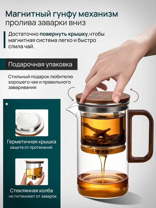 SamaDoyo Чайник гунфу из боросиликатного стекла BP13 500 мл, 500 мл, фото 3